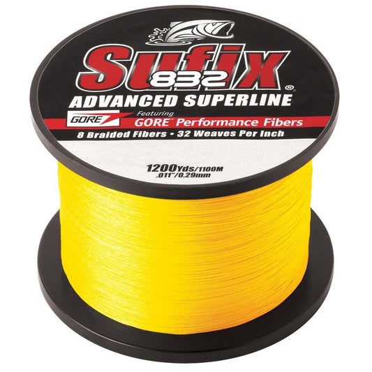 Sufix 832® Advanced Superline® Braid - 15lb - Hi-Vis Yellow - 1200 yds - Boat Gear USA