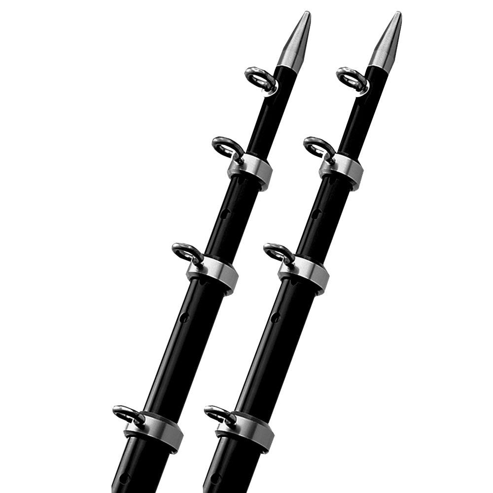 TACO 15' Black/Silver Outrigger Poles - 1-1/8" Diameter - Boat Gear USA