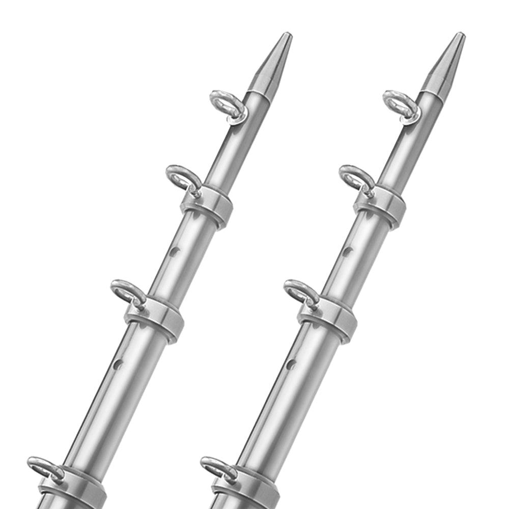 TACO 15' Telescopic Outrigger Poles HD 1-½" - Silver/Silver - Boat Gear USA