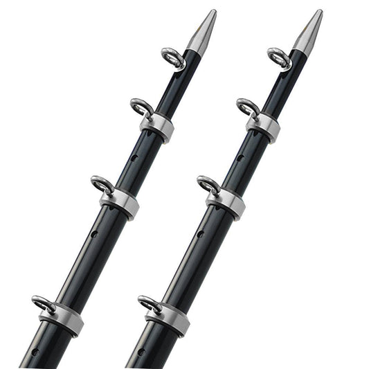 TACO 18' Telescopic Outrigger Poles HD 1-1/2" - Black/Silver - Boat Gear USA