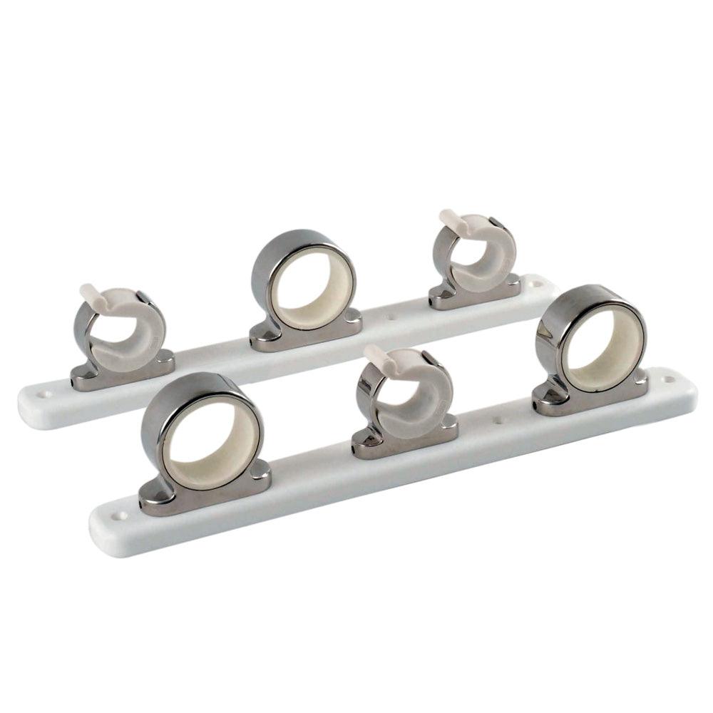 TACO 3-Rod Hanger w/Poly Rack - Polished Stainless Steel - Boat Gear USA