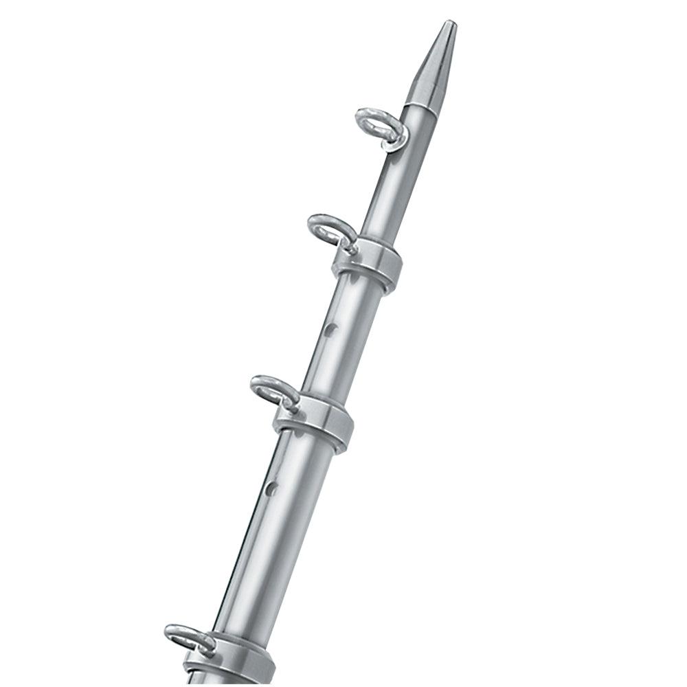 TACO 8' Center Rigger Pole - Silver w/Silver Rings & Tip - 1-1/8" Butt End Diameter - Boat Gear USA