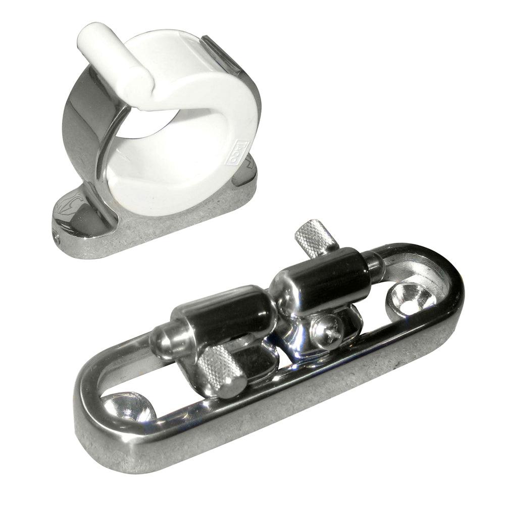 TACO Stainless Steel Adjustable Reel Hanger Kit w/Rod Tip Holder - Adjusts from 1.875" - 3.875" - Boat Gear USA