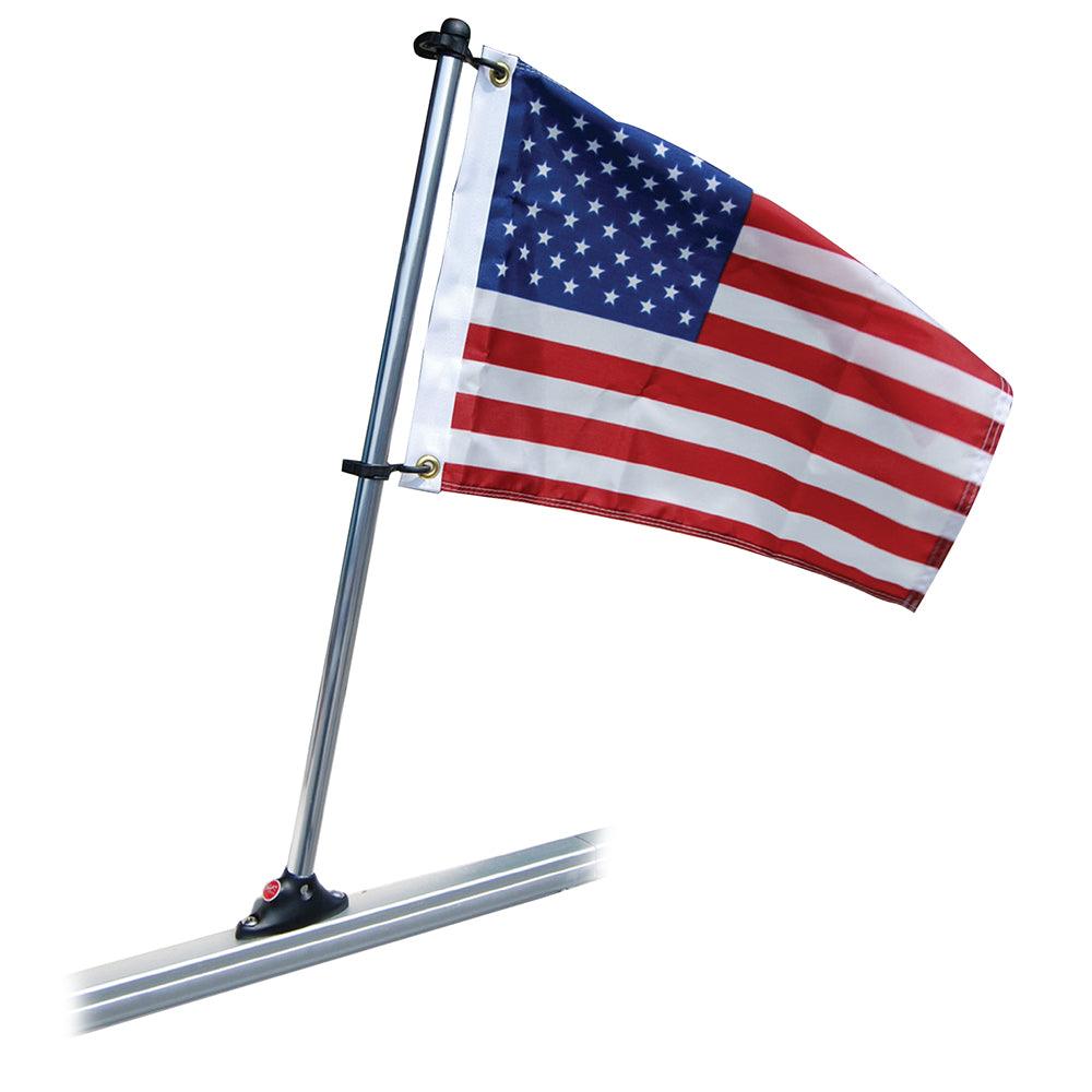 Taylor Made Pontoon 24" Flag Pole Mount & 12" x 18" US Flag - Boat Gear USA