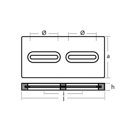 Tecnoseal Rectangular Zinc Plate Anode w/Inserts - 12" x 6" x 1" - Boat Gear USA