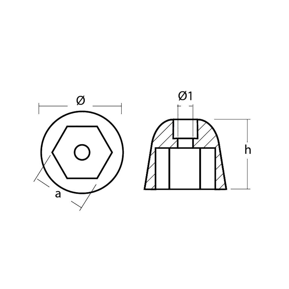 Tecnoseal Zinc Sidepower - Sleipner Propeller Nut Anode - Boat Gear USA