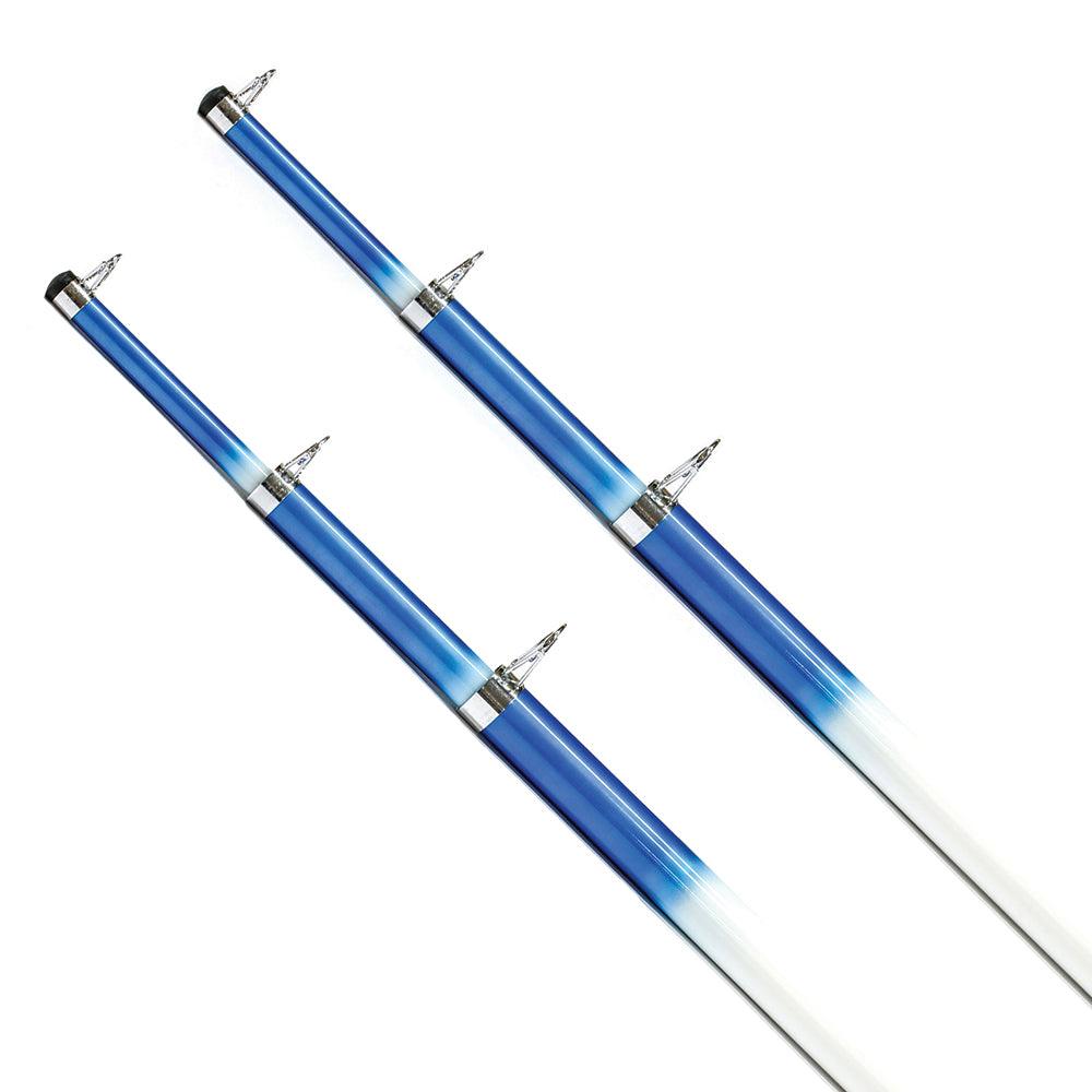 Tigress 15' Telescoping Fiberglass Outrigger Poles - 1-1/8" O.D. - White/Blue - Pair - Boat Gear USA