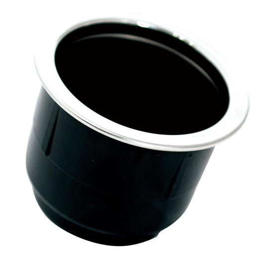Tigress Black Plastic Cup Holder Insert w/SS Ring On Top - Boat Gear USA