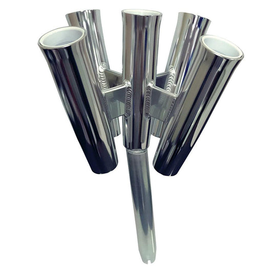 Tigress Five Rod Cluster - Bent Butt - Polished Aluminum - Boat Gear USA
