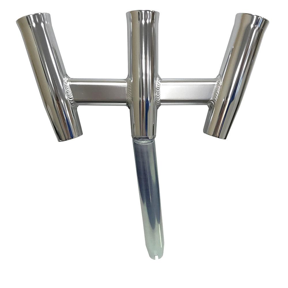 Tigress GS Trident Rod Holder - Bent Butt - Polished Aluminum - Boat Gear USA