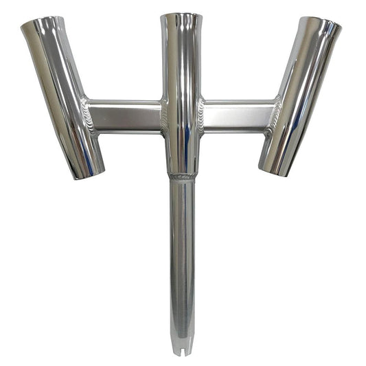 Tigress GS Trident Rod Holder - Straight Butt - Polished Alumunim - Boat Gear USA