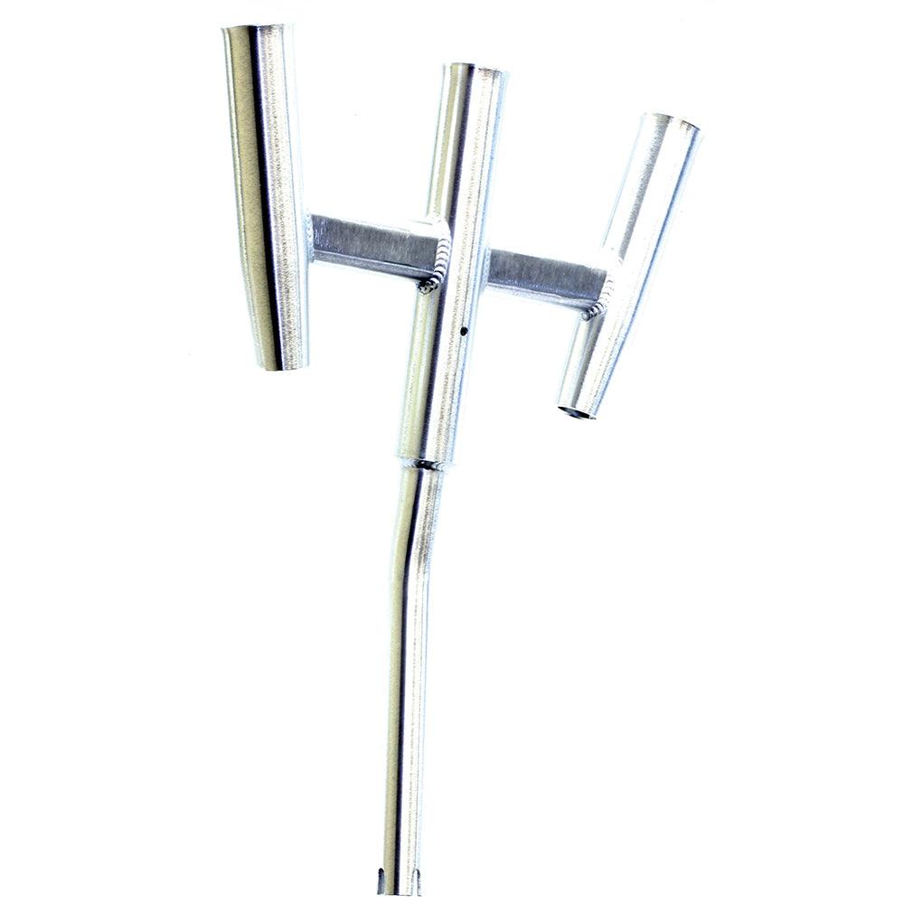 Tigress Triple Aluminum Kite Rod Holder - Bent Butt - Brushed - Boat Gear USA