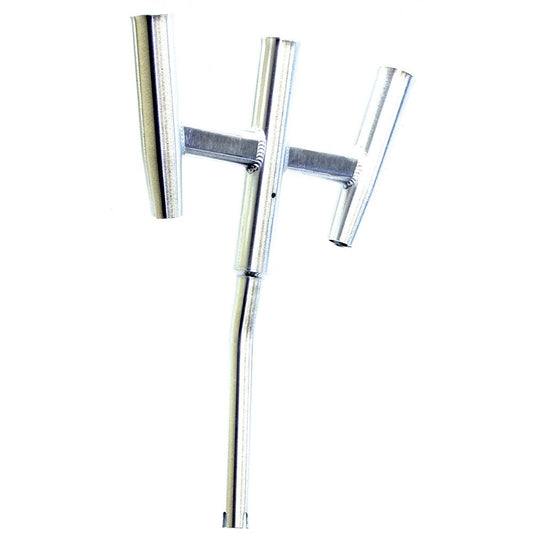 Tigress Triple Aluminum Kite Rod Holder - Bent Butt - Brushed - Boat Gear USA