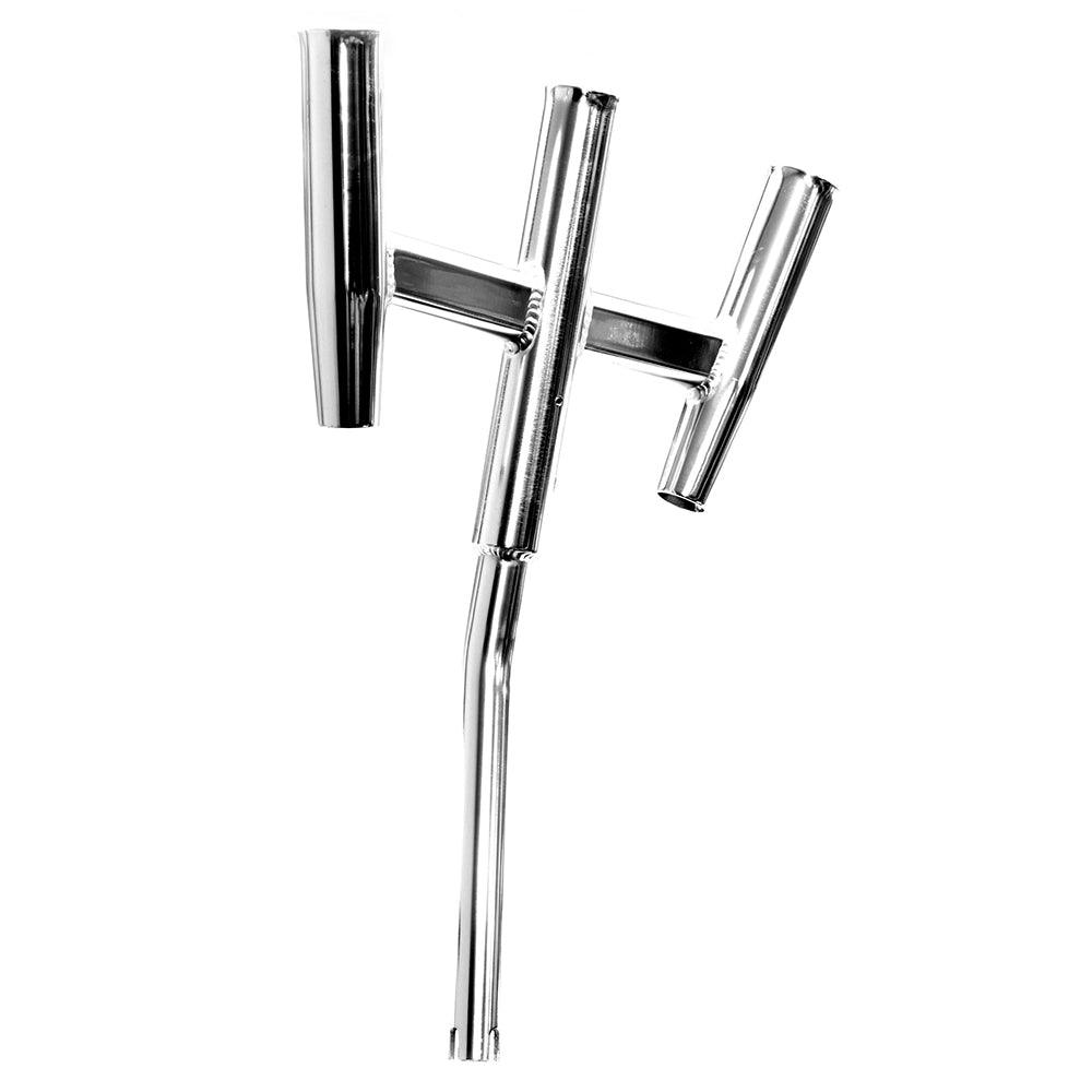Tigress Triple Aluminum Kite Rod Holder - Bent Butt - Polished - Boat Gear USA