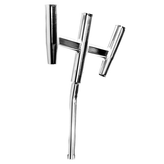 Tigress Triple Aluminum Kite Rod Holder - Bent Butt - Polished - Boat Gear USA