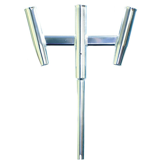 Tigress Triple Aluminum Kite Rod Holder - Straight Butt - Polished - Boat Gear USA