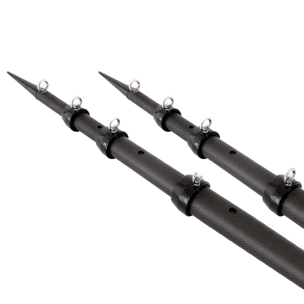 Tigress XD 3k Carbon Fiber Telescoping Outrigger Poles - 18 feet - Matte Black/ Black - Pair - Boat Gear USA