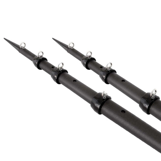Tigress XD 3k Carbon Fiber Telescoping Outrigger Poles - 18 feet - Matte Black/ Black - Pair - Boat Gear USA