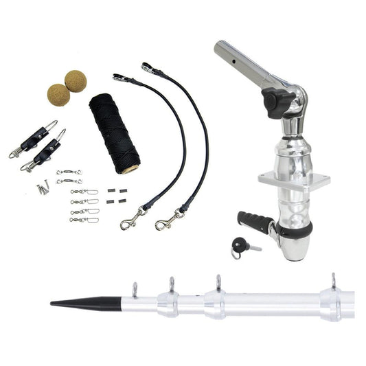 Tigress XD Top Mount System - 15' - Silver Outriggers Elite Rigging Kit - Boat Gear USA