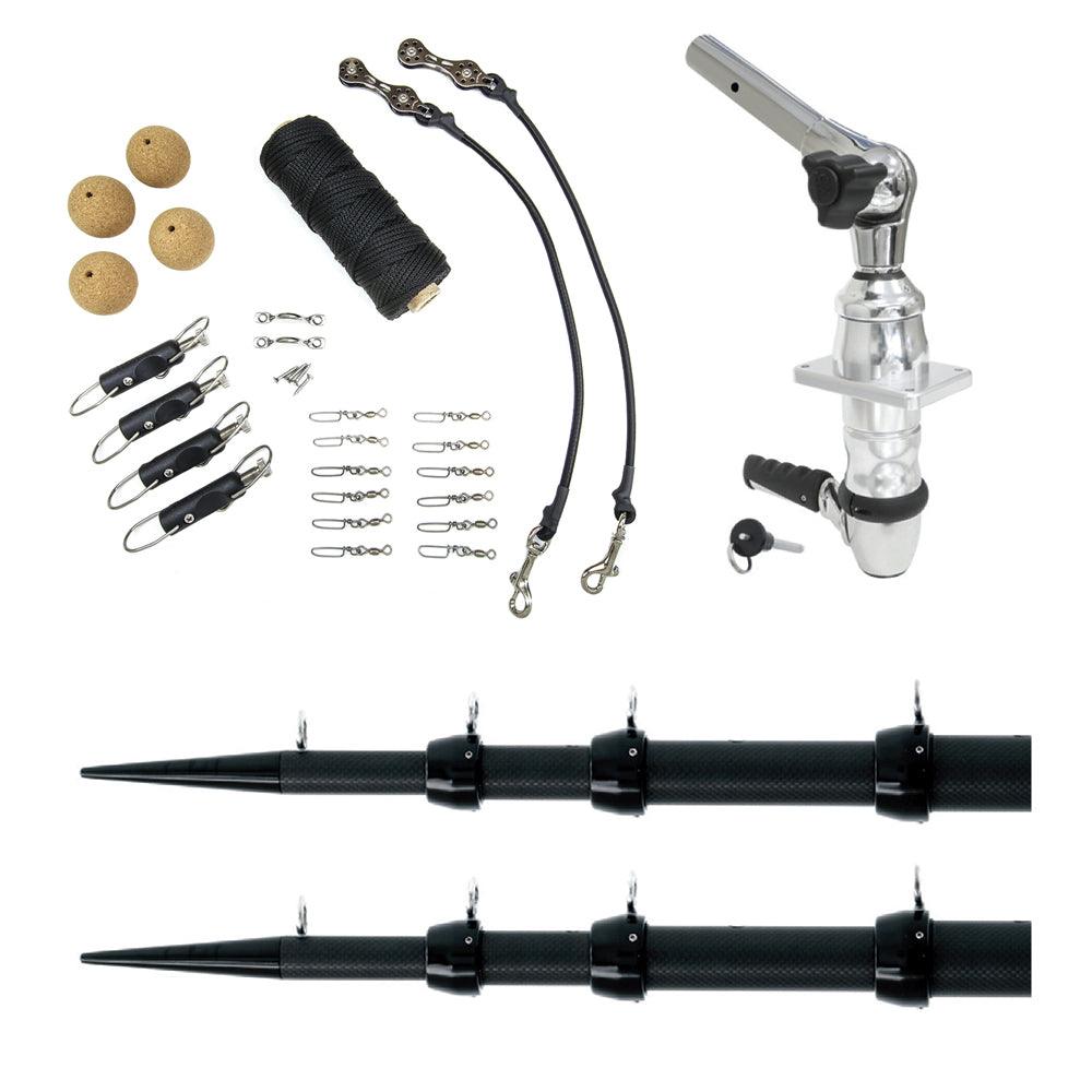 Tigress XD Top Mount System - 18' Carbon Fiber Black/Black Ultimate Rigging Kit - Boat Gear USA