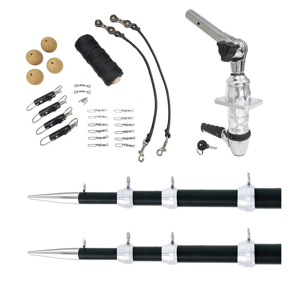 Tigress XD Top Mount System - 18' Carbon Fiber Black/Silver Ultimate Rigging Kit - Boat Gear USA