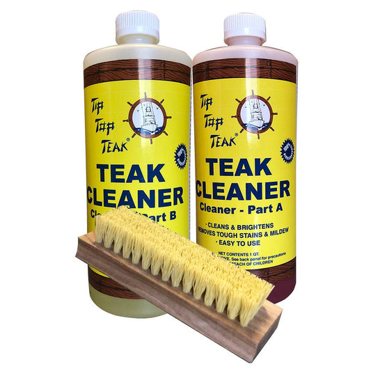 Tip Top Teak Cleaner Kit Part A & Part B w/Brush - Boat Gear USA