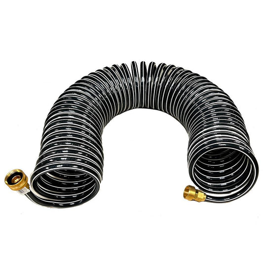 Trident Marine Coiled Wash Down Hose w/Brass Fittings - 15' - Boat Gear USA