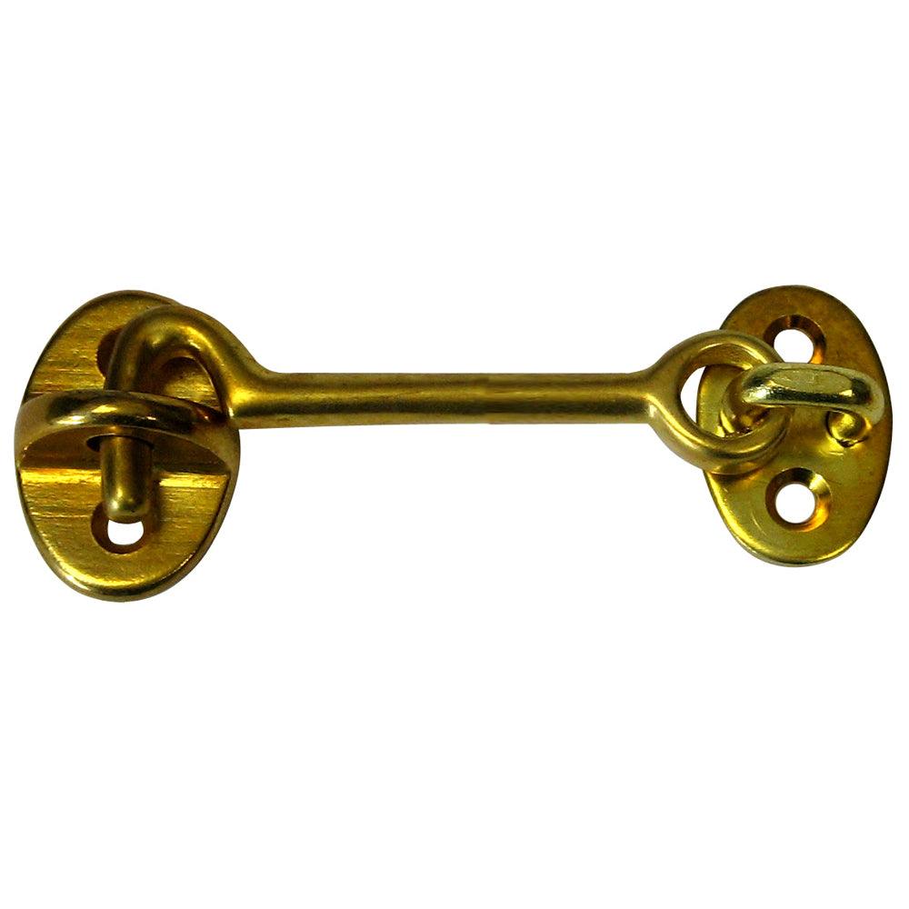 Whitecap Cabin Door Hook - Polished Brass - 3" - Boat Gear USA