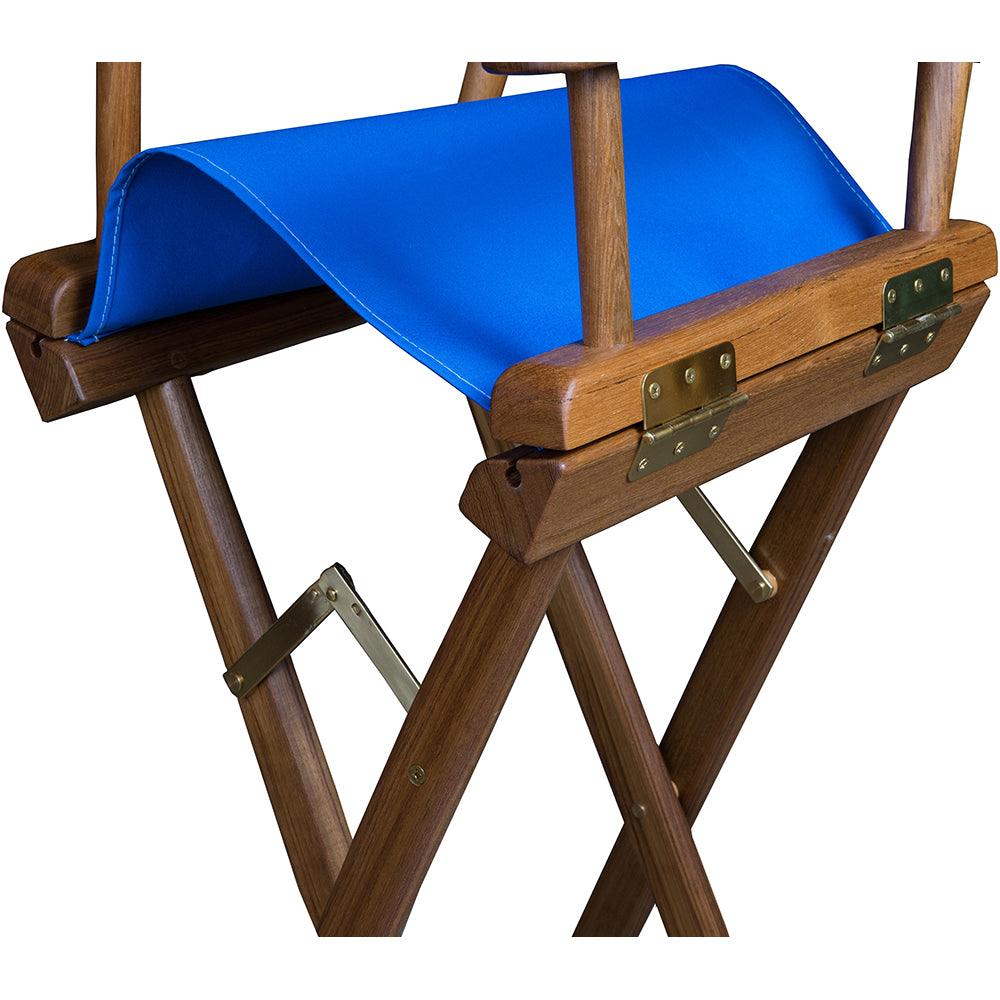 Whitecap Captain's Chair w/Blue Seat Covers - Teak - Boat Gear USA