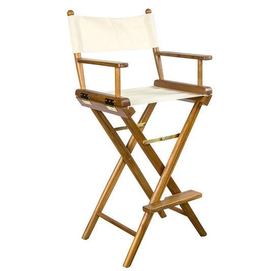 Whitecap Captain's Chair w/Natural Seat Covers - Teak - Boat Gear USA