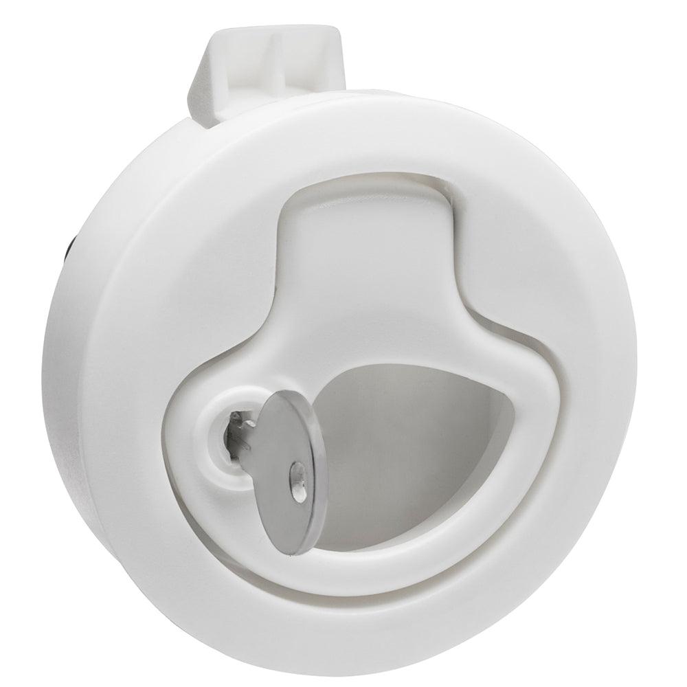 Whitecap Compression Handle Stainless Steel/White Nylon Locking - 1/4 Turn - Boat Gear USA