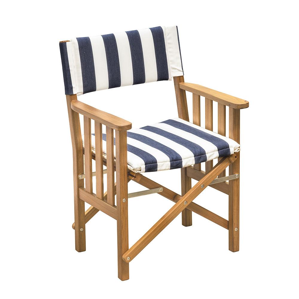 Whitecap Director's Chair II w/Navy & White Cushion - Teak - Boat Gear USA