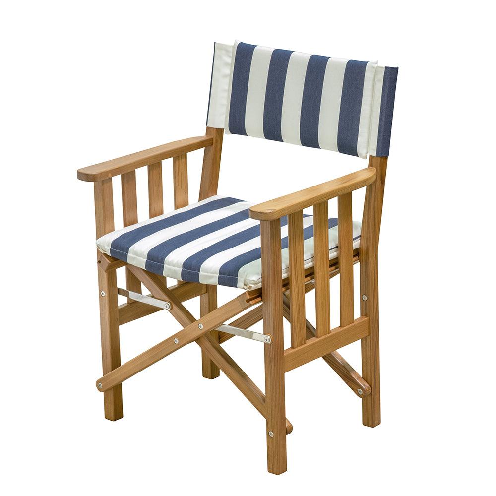 Whitecap Director's Chair II w/Navy & White Cushion - Teak - Boat Gear USA