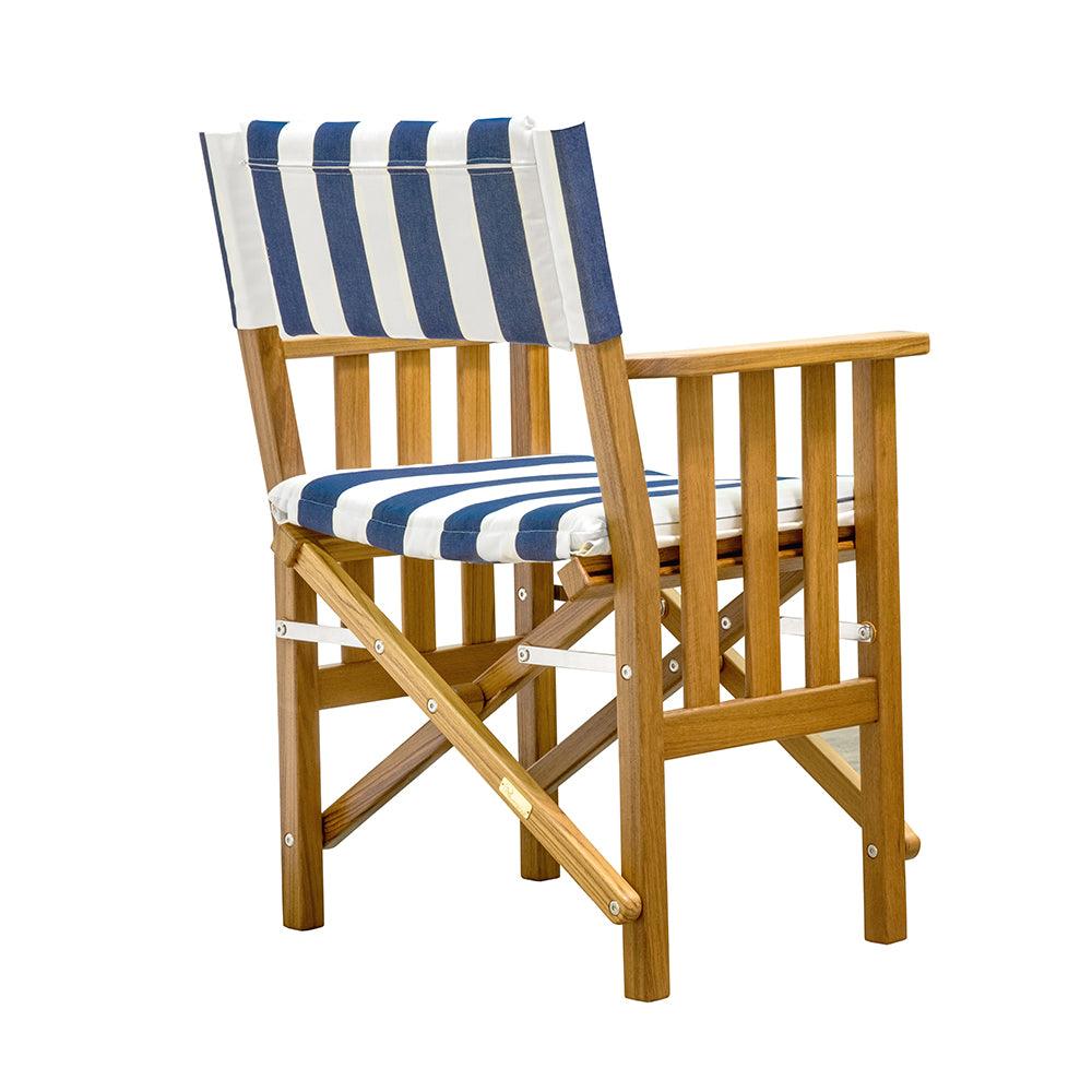 Whitecap Director's Chair II w/Navy & White Cushion - Teak - Boat Gear USA