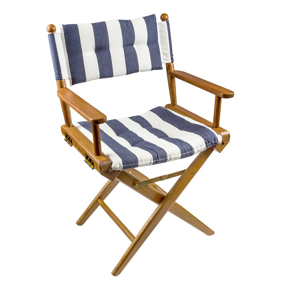 Whitecap Director's Chair w/Navy & White Cushion - Teak - Boat Gear USA