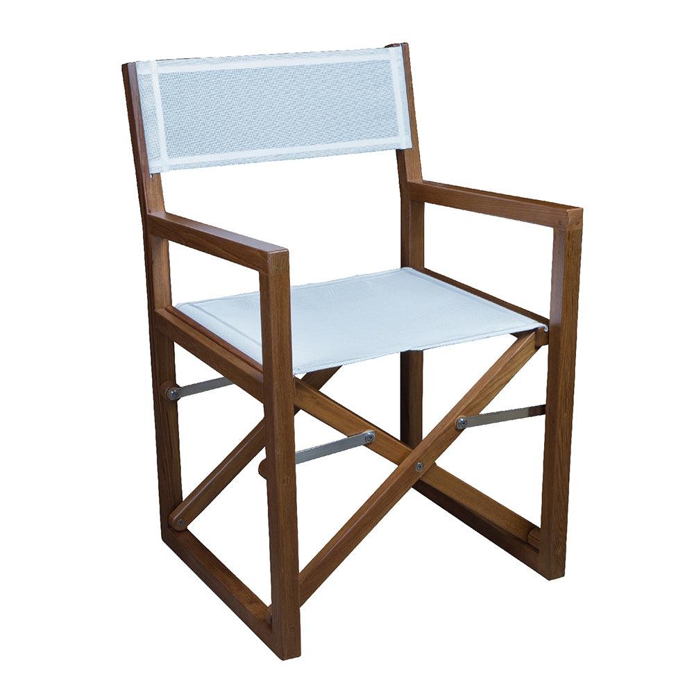 Whitecap Director's Chair w/White Batyline Fabric - Teak - Boat Gear USA