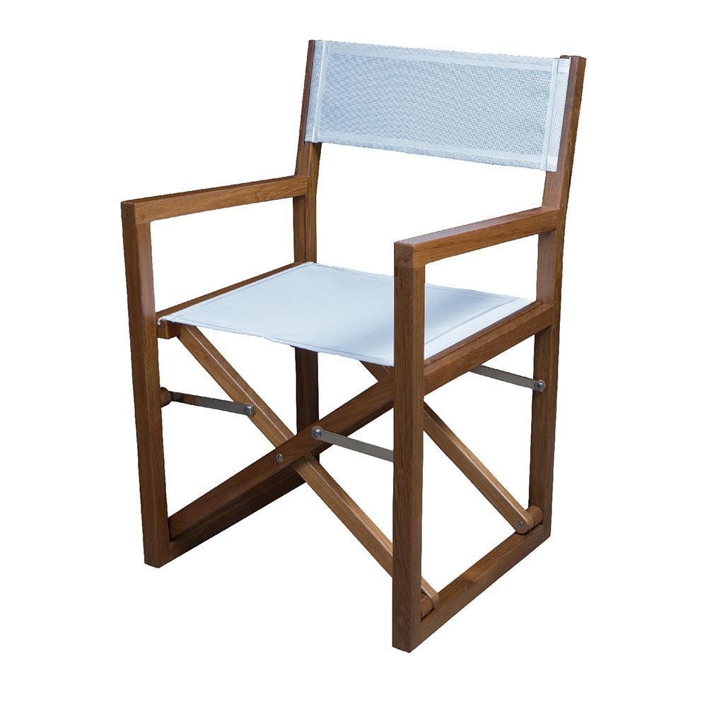 Whitecap Director's Chair w/White Batyline Fabric - Teak - Boat Gear USA