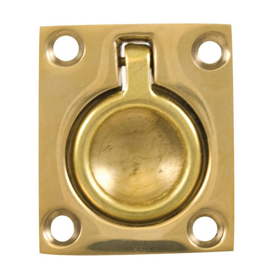 Whitecap Flush Pull Ring - Polished Brass - 1-1/2" x 1-3/4" - Boat Gear USA