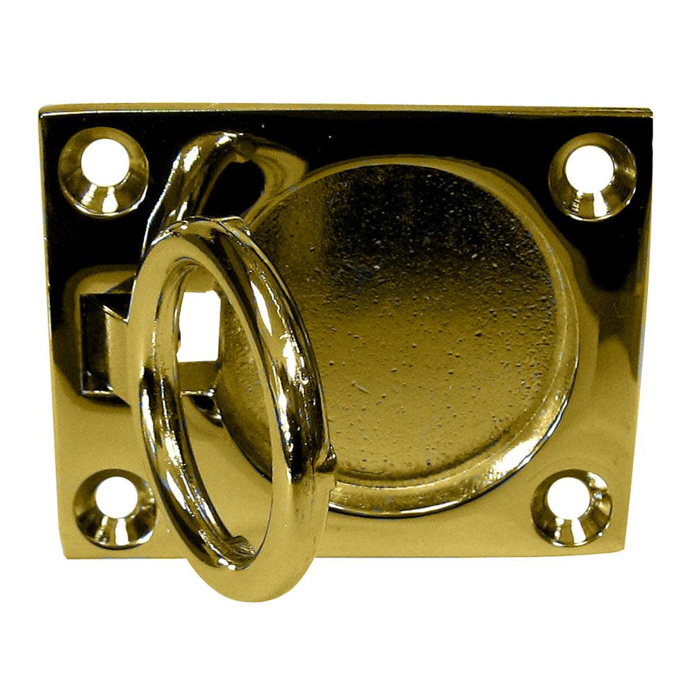 Whitecap Flush Pull Ring - Polished Brass - 2" x 2-1/2" - Boat Gear USA