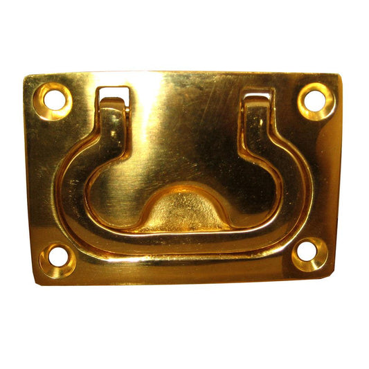 Whitecap Flush Pull Ring - Polished Brass - 3" x 2" - Boat Gear USA