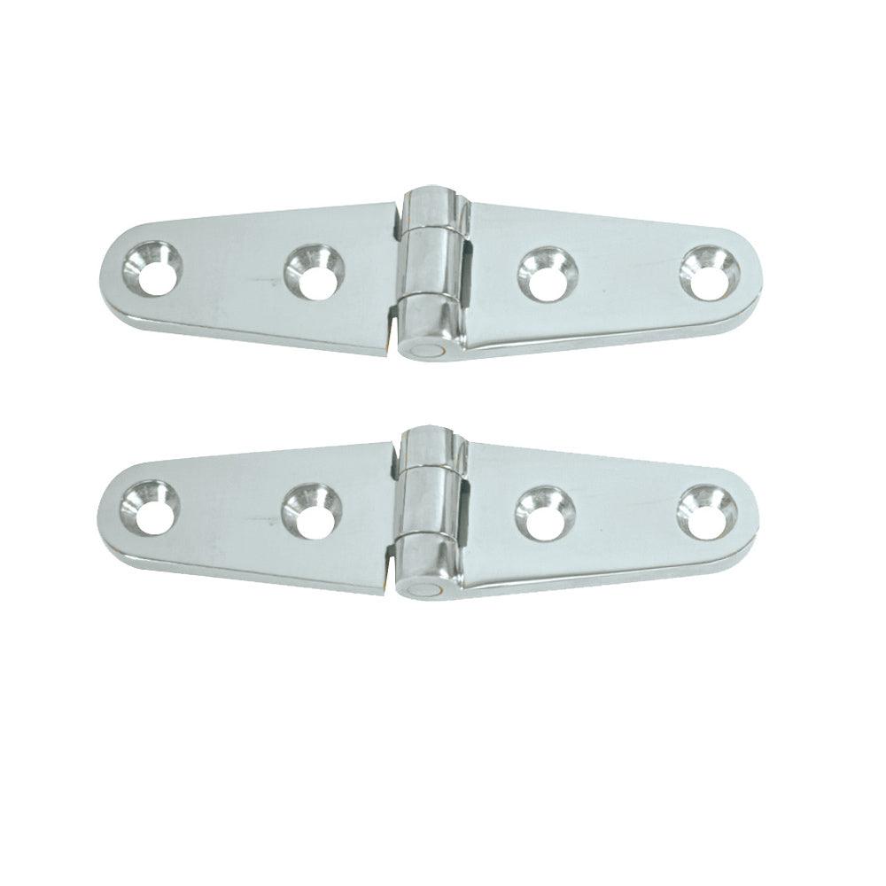 Whitecap Strap Hinge - CP/Brass - 4" x 1" - Pair - Boat Gear USA