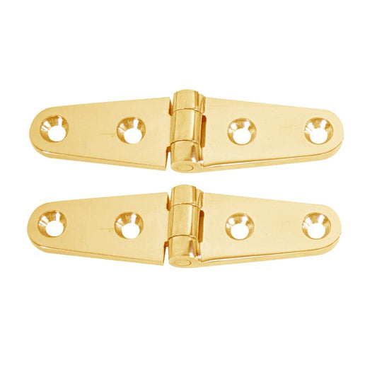 Whitecap Strap Hinge - Polished Brass - 4" x 1" - Pair - Boat Gear USA