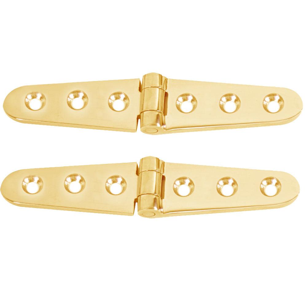 Whitecap Strap Hinge - Polished Brass - 6" x 1-1/8" - Pair - Boat Gear USA