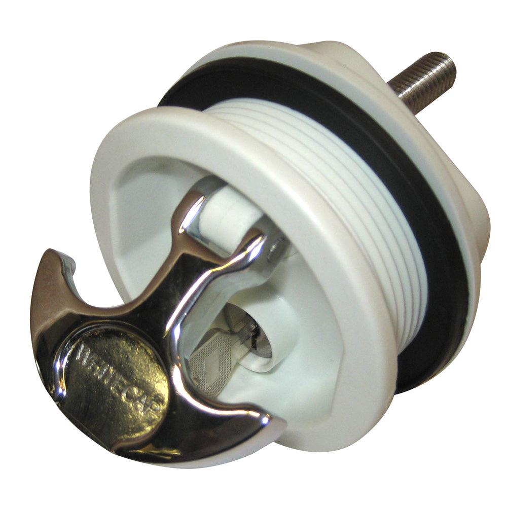 Whitecap T-Handle Latch - Chrome Plated Zamac/White Nylon - Locking - Freshwater Use Only - Boat Gear USA