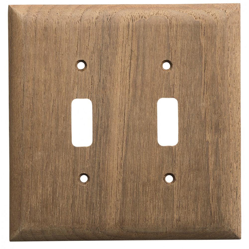 Whitecap Teak 2-Toggle Switch/Receptacle Cover Plate - Boat Gear USA