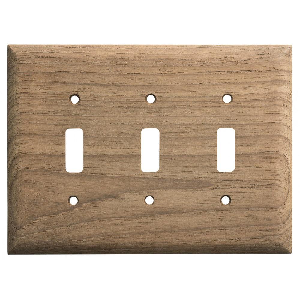 Whitecap Teak 3-Toggle Switch/Receptacle Cover Plate - Boat Gear USA