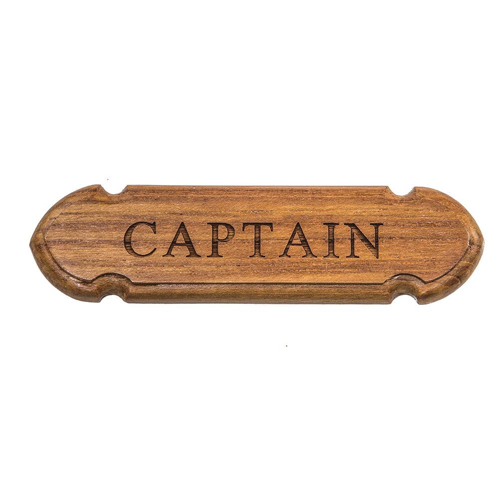 Whitecap Teak "CAPTAIN" Name Plate - Boat Gear USA