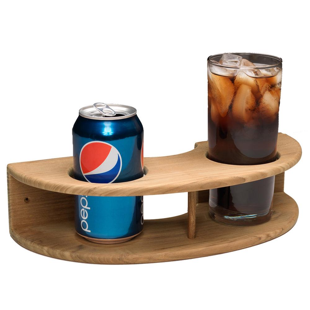 Whitecap Teak Curved Two-Drink Rack - Boat Gear USA