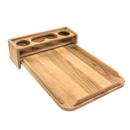 Whitecap Teak Drinkholder w/Removable Cockpit Table Top - Holds 4 Glasses - Boat Gear USA