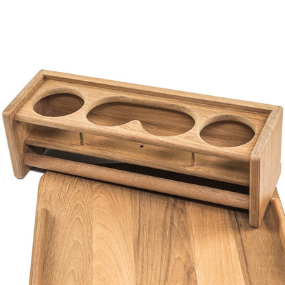 Whitecap Teak Drinkholder w/Removable Cockpit Table Top - Holds 4 Glasses - Boat Gear USA